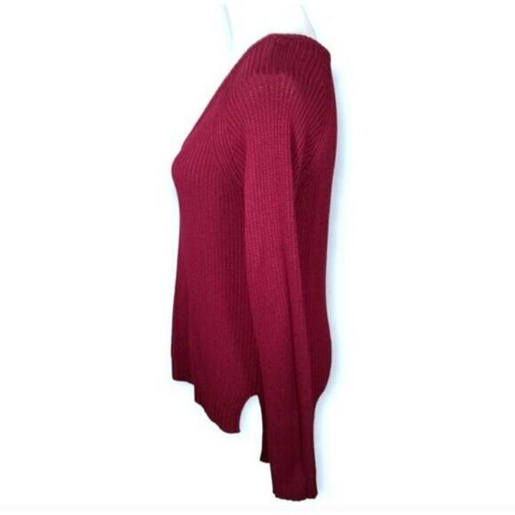 SO BURGUNDY RIBBED V-NECK SWEATER SZ.M EUC. - Picture 3 of 7